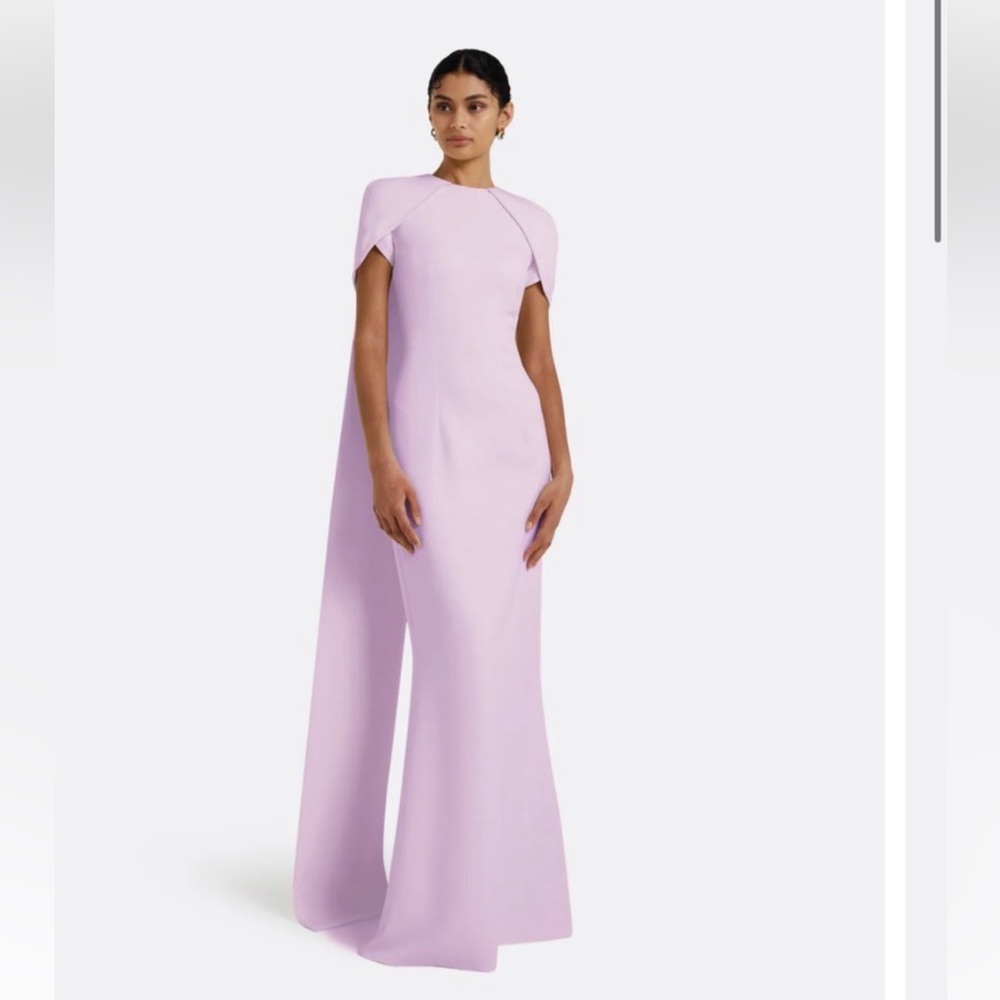 Purple Asymmetrical Cap Sleeve Wedding Gown